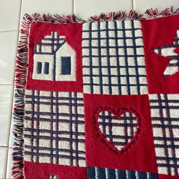 Table Runner and Four Matching Placemats Red White and Blue Farmhouse Americana - Picture 9 of 14